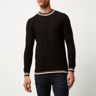 Black tipped crew neck jumper